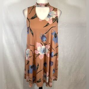 Mittoshop blush pink floral keyhole shift dress size medium